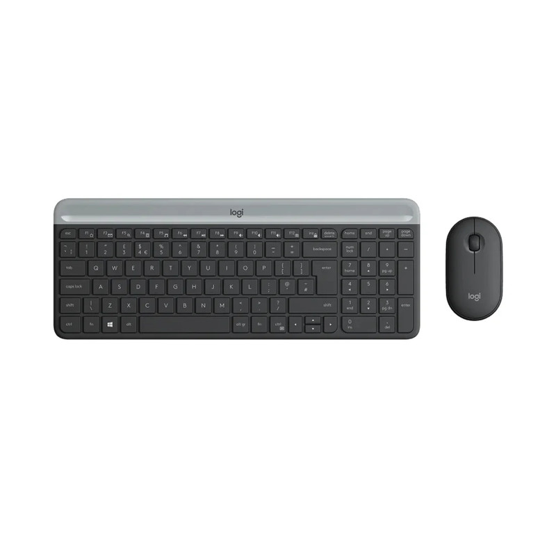 Logitech Slim Wireless Keyboard And Mouse Combo MK470 - Graphite - لوحة مفاتيح و فأرة